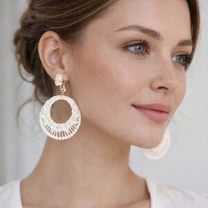 Elegant White Hoop Earrings